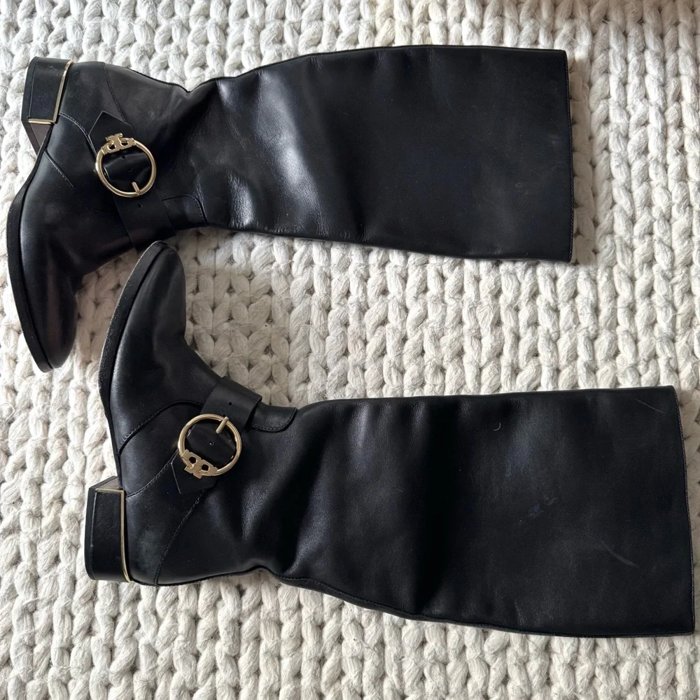 Tory Burch Black Leather Sofia Riding Boot, size 6.5 - Picture 2 of 12